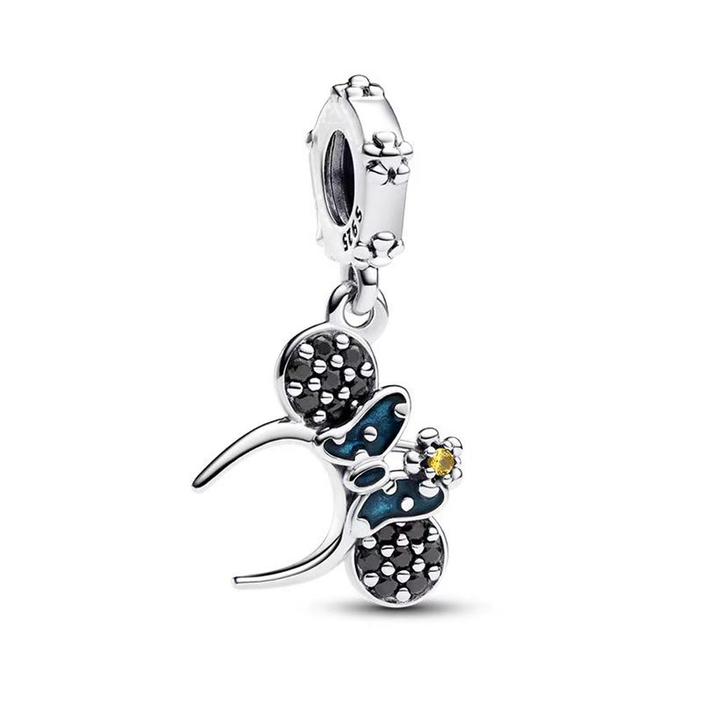 DIY Bead 925 Silver Mickey Charm Bracelet Necklace Jewelry Gift for Party
