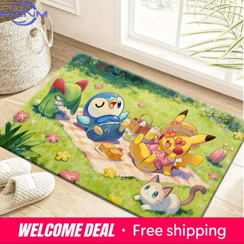 Pokemon Cute Characters Picnic Print Non-slip Doormat, Soft Absorbent Floor Rug for Home Decor
