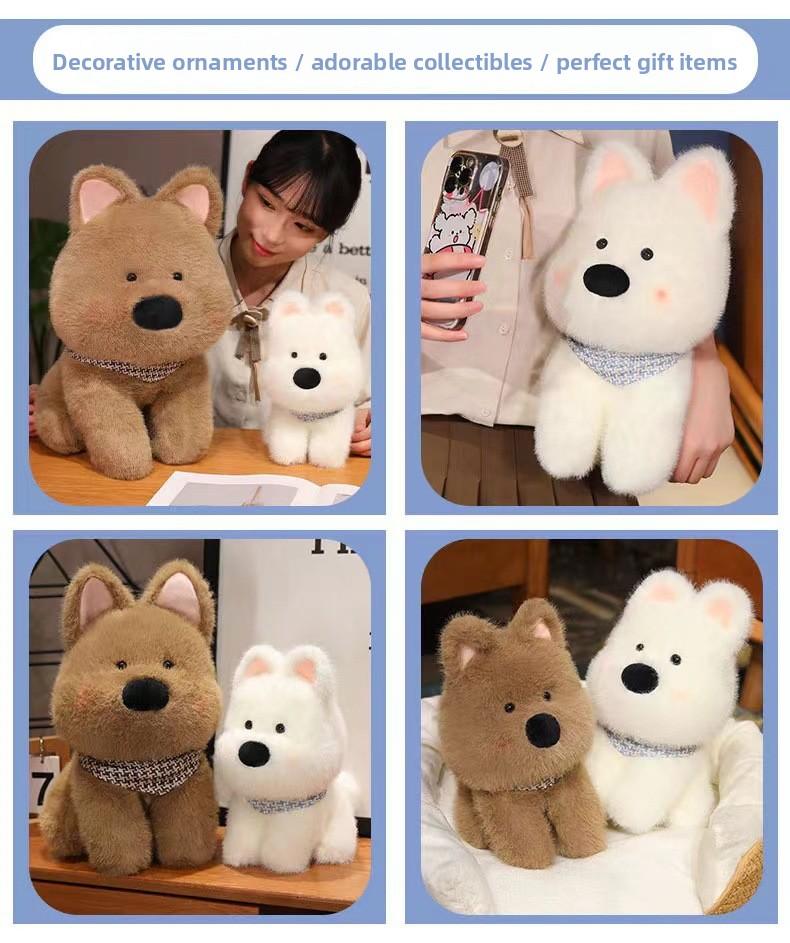 White West Highland Puppy Doll Short Plush Sleeping Pillow Dog Plush Toy Gift for Women and Children