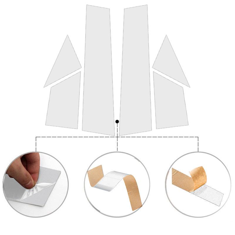 6 шт. серебристая автомобильная дверь окно колонка BC стойки стойки крышка отделка поликарбонат материал наклейка подходит для Fiat 500 2010-2020