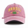1 шт. Стильная washed бейсболка BRASIL для взрослых, минималистичный ретро-стиль, повседневная, мягкая, регулируемая, кепка для папы, идеальна в качестве подарка