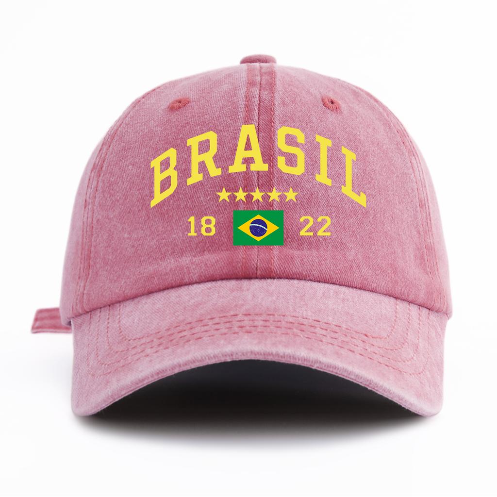 1 шт. Стильная washed бейсболка BRASIL для взрослых, минималистичный ретро-стиль, повседневная, мягкая, регулируемая, кепка для папы, идеальна в качестве подарка