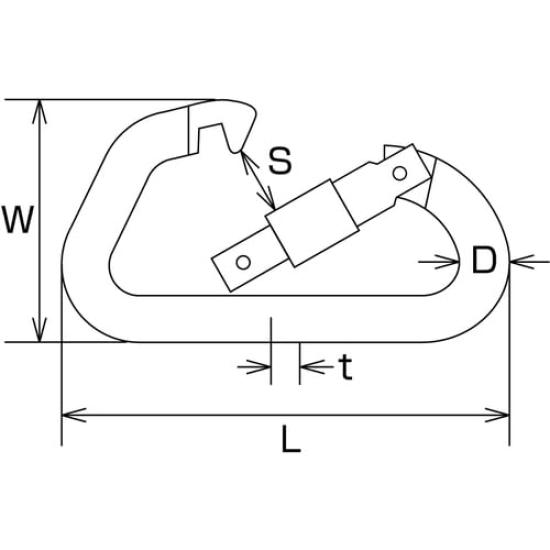 Алюминиевый карабин Mizumoto без кольца Синий диаметр проволоки 12 мм Длина 116 мм B-1450