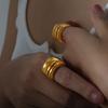 Трендовые многослойные кольца для женщин и мужчин из нержавеющей стали 316L с покрытием из 18-каратного золота, не тускнеющие, женское открытое кольцо на палец, парные украшения