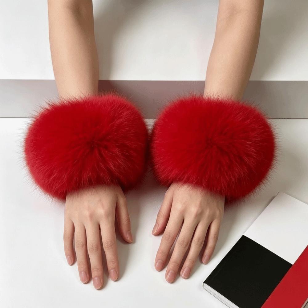 Soft Faux Fur Wrist Cuffs Keep Warm Plush Sleeve Covers Arm Warmer Sleeves Autumn Winter