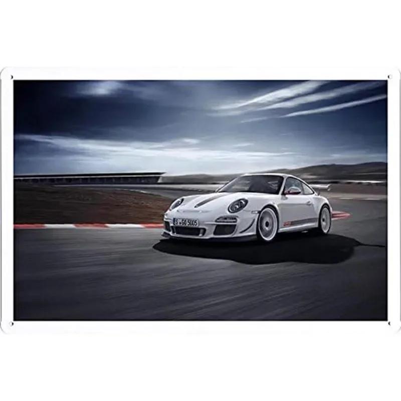 Автомобильные металлические жестяные таблички Плакат Декор стены спортивного автомобиля Винтажные художественные постеры Железная живопись для мужской комнаты Домашнего кафе Гаража Клуба Бара