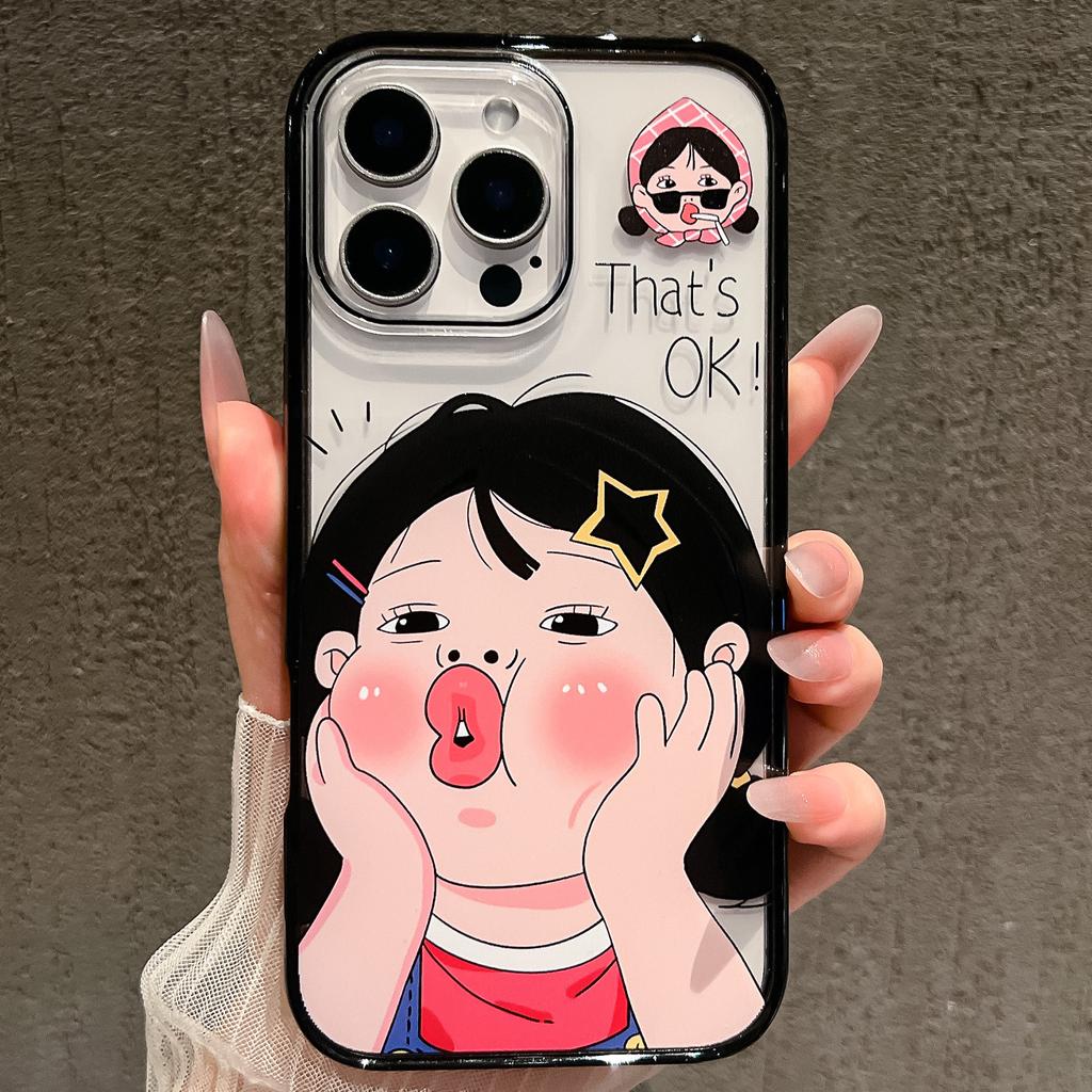 Pout Girl for Apple 17promax Mobile Phone Case New 16 Acrylic 14 Cartoon Cute 13 Anti-fall