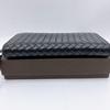Used Bottega Veneta Intrecciato Black Long Wallet, Round Zipper, With Box