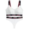 TERMEZY Women Push Up Bra Set Sexy Letter Sport Vest Bra Low Waist Thong Set Wire Free Bralette Lingerie Cotton Underwear Set
