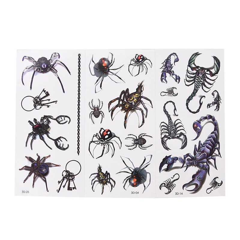 Наклейки на тело в виде паука, временные татуировки