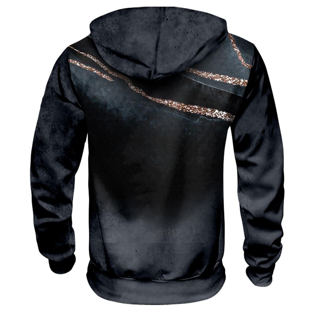 Осенний мужской свитер с большим капюшоном и цифровым принтом, новый большой базовый свитер