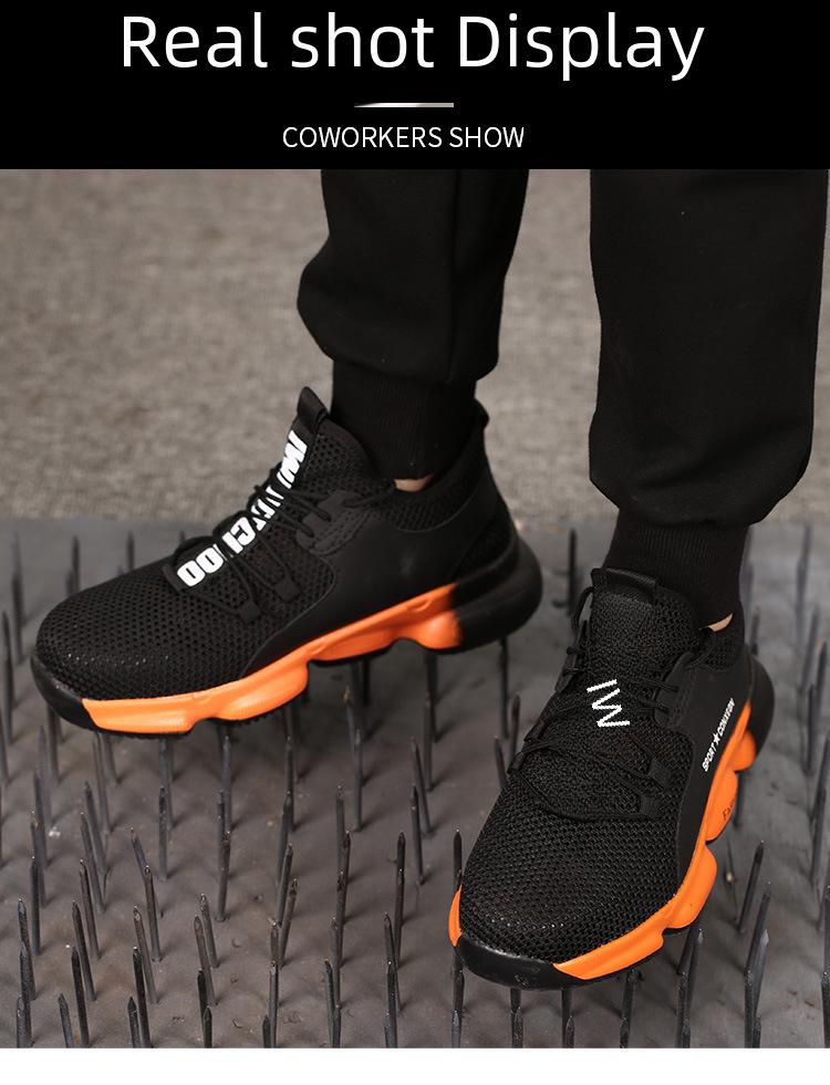 Мужская защитная обувь со стальным носком: Ударопрочные, Устойчивые к проколам, Дышащие, Летняя рабочая обувь