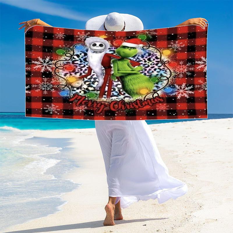 Christmas Movie Print Beach Towel, Large Soft Quick Dry Towel for Beach Camping Swimming