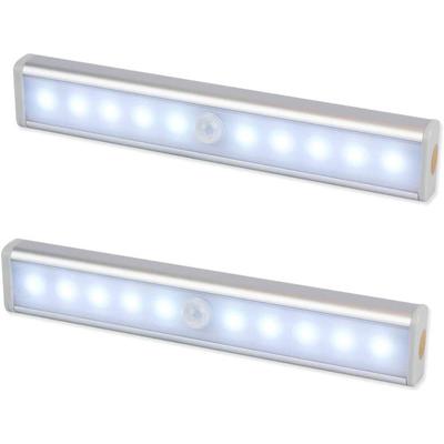 10 LED PIR Motion Sensor LED Night Light Battery Operated with Magnetic Strip X1