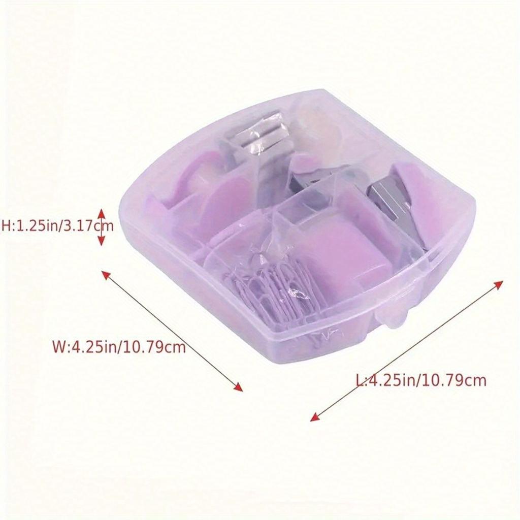 Portable Mini Office Stationery Set With Hole Punch, Staple Lifter