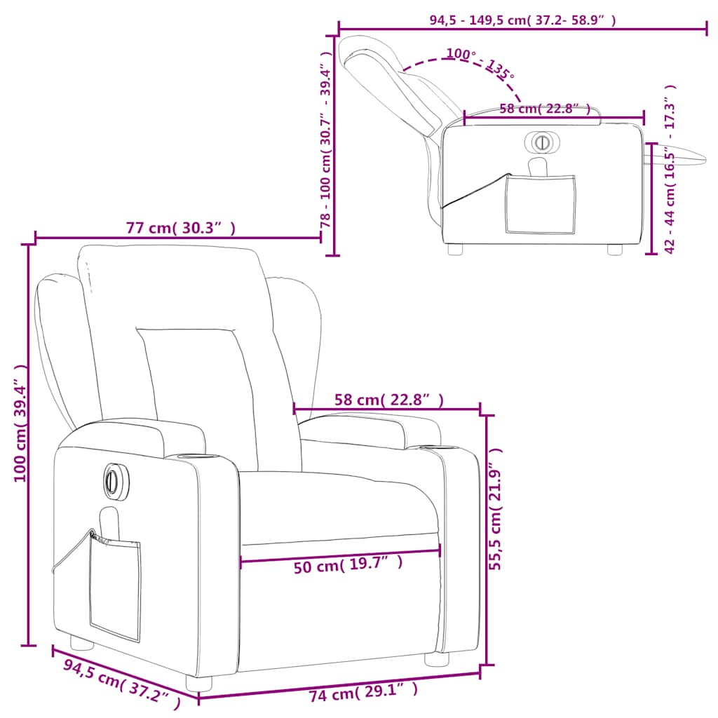 Electric Massage Chair Cappuccino Brown Faux Leather