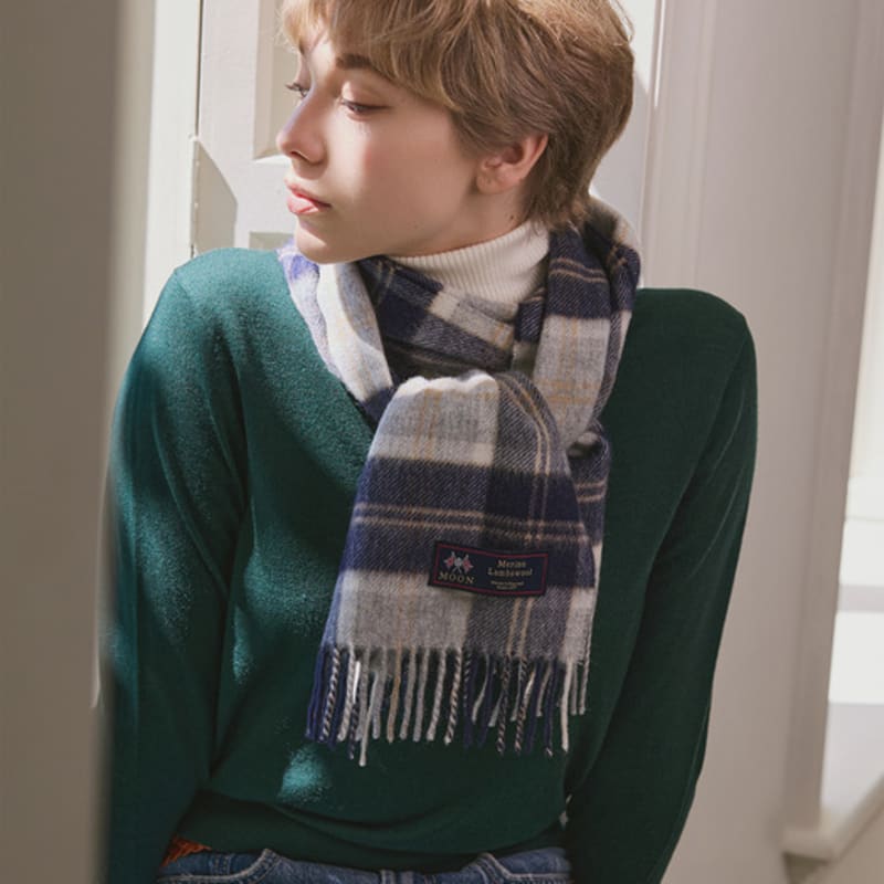 ABRAHAM MOON Шарф из мериносовой шерсти 25 см - Полузеленый серебристый