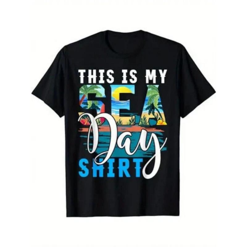 Men'S Cruise Fun T-Shirt 'This Is My Day at Sea' with Cruise Theme - Soft And Breathable Casual Wear for Daily Use, Daily Sports Wear Comfortable Fit