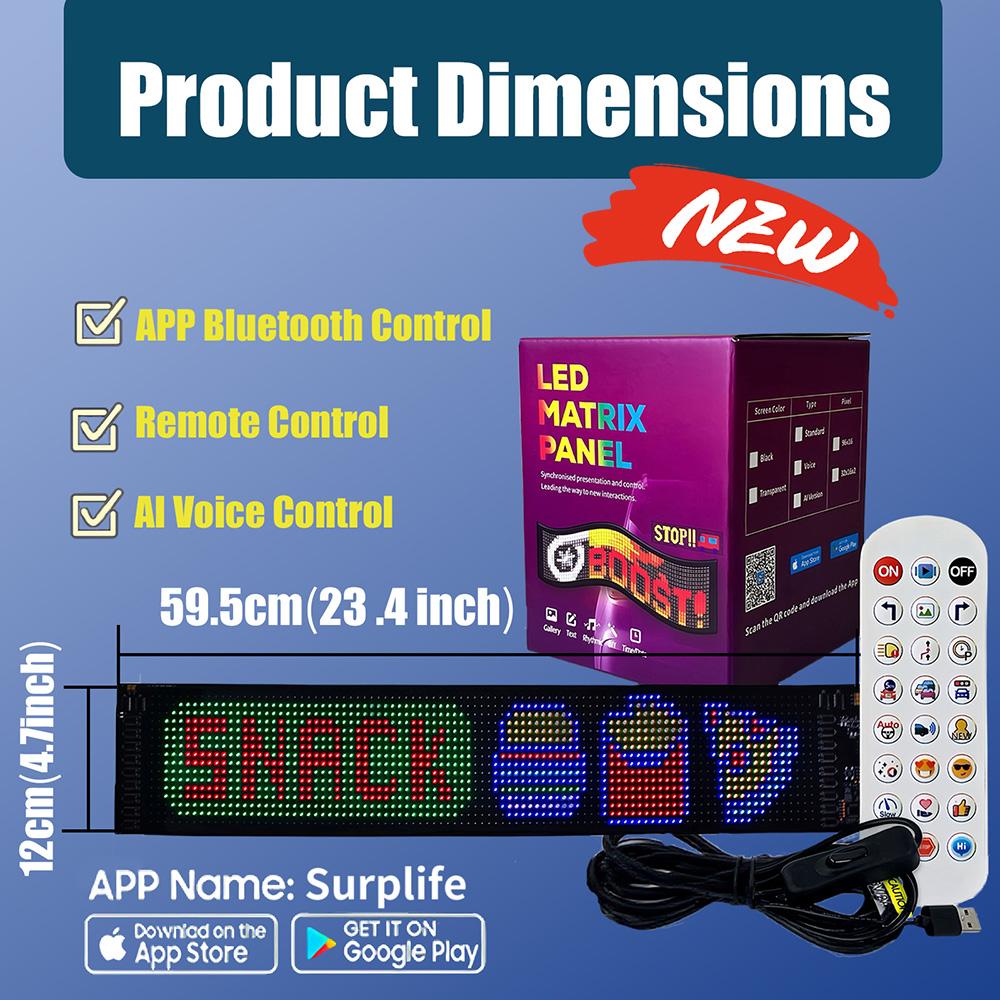 AI Voice LED Matrix Pixel Panel Car Demon Eyes APP Night Light DIY Programmable Flexible LED Display for Car Truck Accessorie