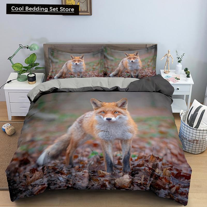 Постельное белье Животное Лиса Размер Кинг Квин 3D Милый Оранжевый Фенек Пододеяльник для Детей Подростков Взрослых Декор Спальни Покрывало