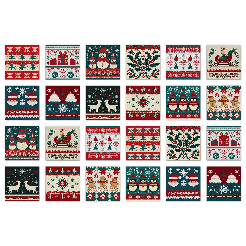 24 шт. Винтажные Классические Рождественские Элементы Наклейки на Керамическую Плитку Ванная Кухня Гостиная Самоклеящиеся Декоративные Наклейки