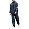 2 Pieces Raincoat Suit with Hat Waterproof Reflective Strip Split Rain Jacket Pants Set for Men Black L
