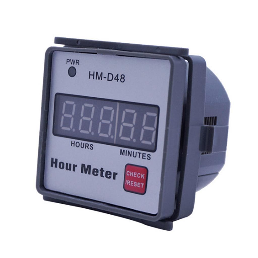 HM-D48 Hour Meter Digital Hourmeter 0?999.99h Timer AC 220V for Motor Lawn Mower Generator Farm Tractor Hour Meter Gauge