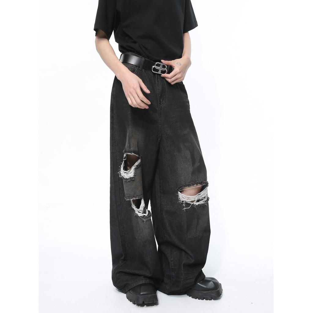 Мужская одежда Новый продукт American High Street Потертые прямые джинсы в стиле ретро свободные джинсы тренд