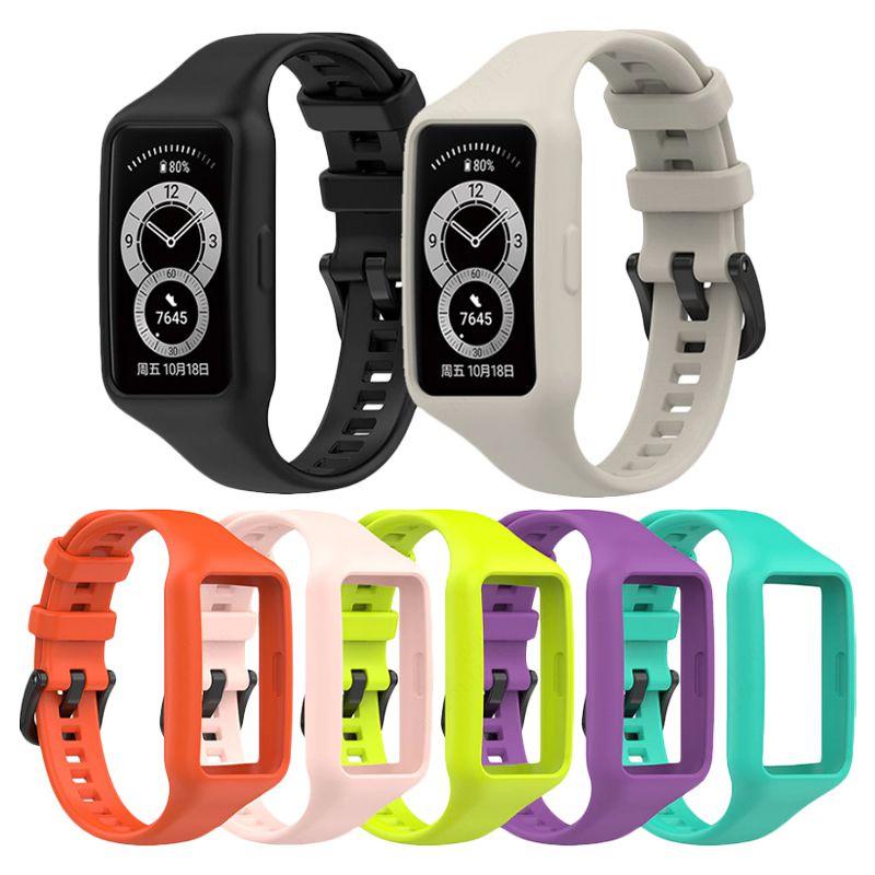 Силиконовый спортивный ремешок с чехлом с полной защитой для Huawei Honor Band 6 Стильный и прочный!