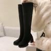 Slimming Over-the-Knee Knee-High Boots - 2025 Spring Chunky Heel Platform Fashion Boots Women's Stretch Slim Boots