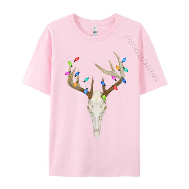 Deer Skull Hunting Christmas Whitetail T-Shirt Cotton Top T-Shirts For Men Normal Tops Shirts Prevalent Slim Fit