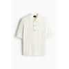 Рубашка поло HM Cable Knit Regular Fit, кремовая