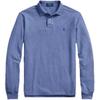Polo FW22 Однотонная сетчатая рубашка поло с длинным рукавом и вышитым логотипом, мужские топы синего цвета MNPOKNI16822282-420