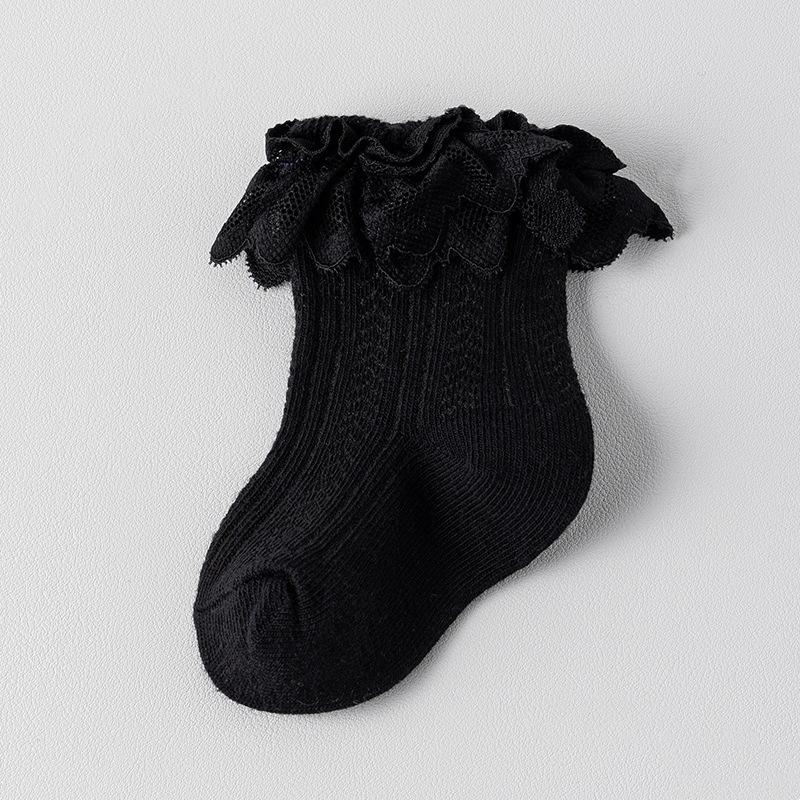 Носки для девочек, детские осенние новые хлопковые детские кружевные носки с оборками, модные эластичные детские носки для принцесс