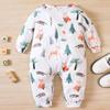 Baby Long Sleeve Cute Cartoon Animal Graphic Romper, Newborn Spring And Autumn Jumpsuit