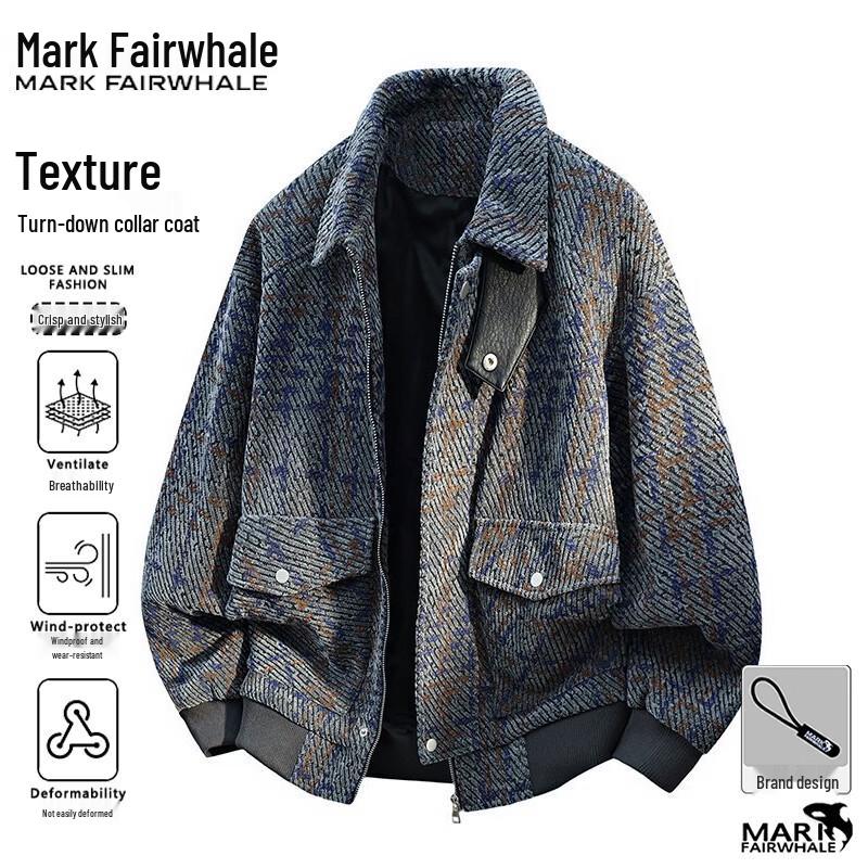 MARK FAIRWHALE Men's Casual Hooded Texture Jacket