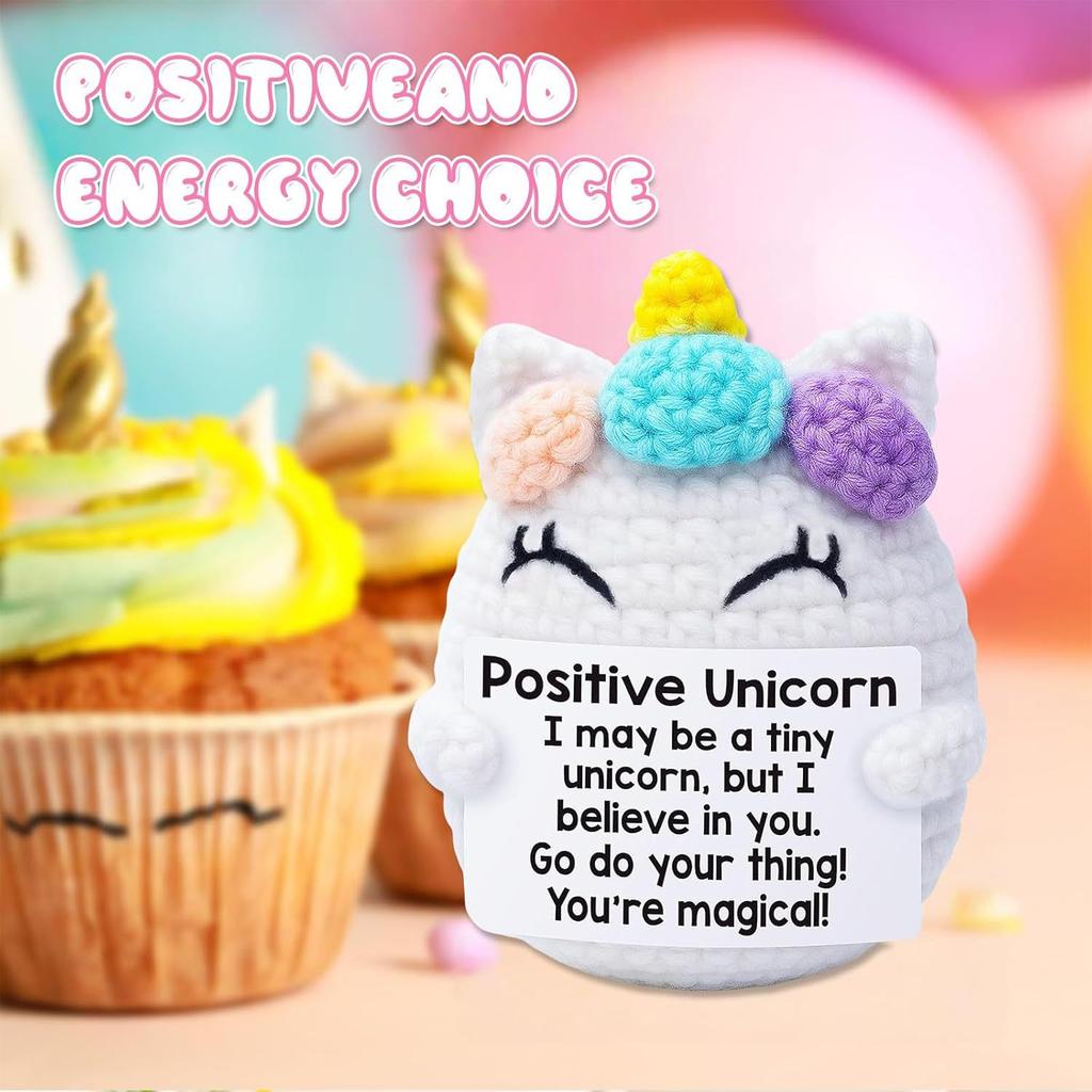 Funny Emotional Support Positive Crochet Unicorn Doll Cute Handmade Knitted Unicorn Desk Desktop Home Decoration Christmas Gift