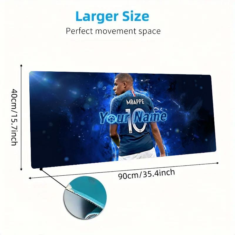 Custom Name Soccer Jersey Custom Name Large Size Mouse Pad Gaming Table Cushion Nonslip Laptop Tablet Big XXL Mat Mini PC Playmat With Lock edge