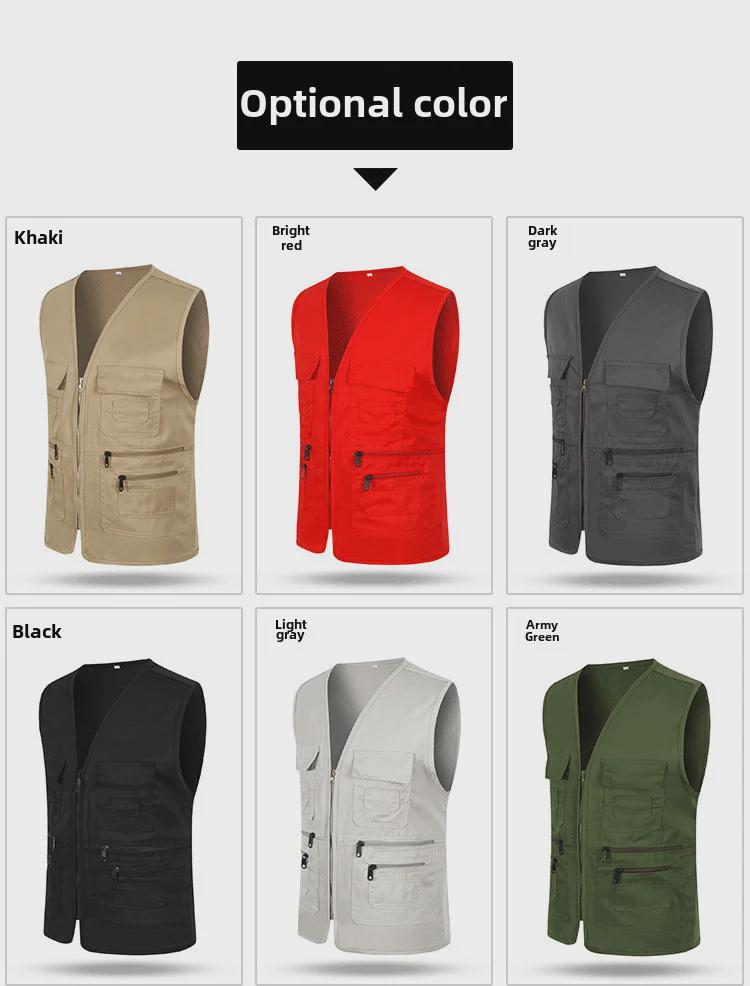 Хлопковый жилет без рукавов с V-образным вырезом и карманом на молнии — комфорт на все времена года