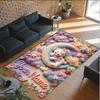 Teddy Bear Theme Crystal Velvet Rug Personalized Custom Name Text Soft Floor Mat Home Decor