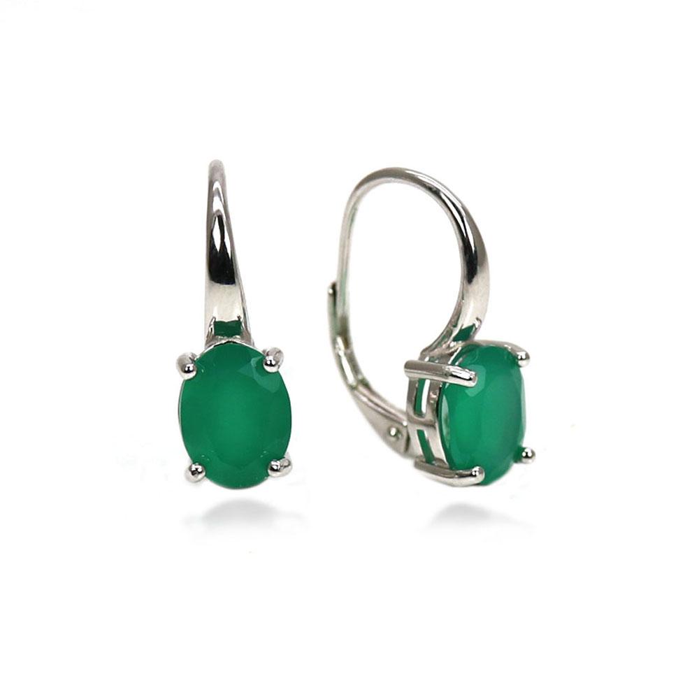 Bolaijewelry Серьги с натуральным зеленым агатом овальной формы 7*9 мм, серьги из стерлингового серебра 925 пробы, простые модные женские ювелирные изделия