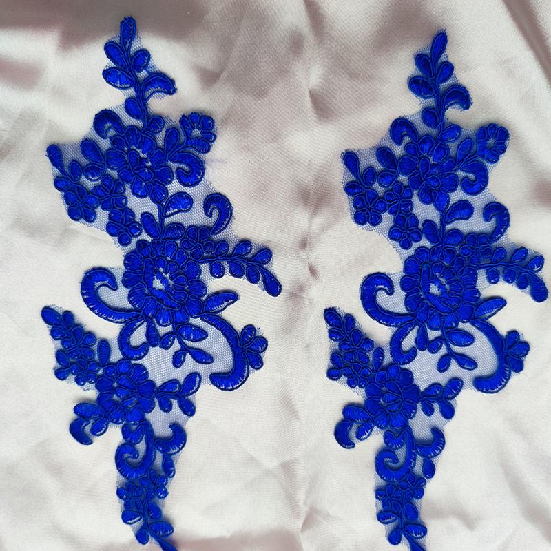 Кружевная аппликация Пришивная нашивка Ткань 1 пара Вышивка Цветок Изысканная отделка Нашивки Поделки Наклейки Сумка Платье Украшение Оптом