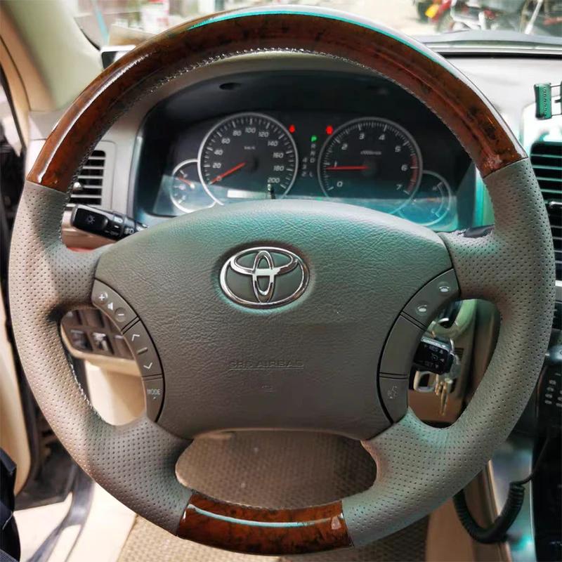 Кожаная чехол-оплетка на руль с полным покрытием для Toyota Tacoma 4Runner Camry Sienna Sequoia Highlander Land Cruiser 1995-2007
