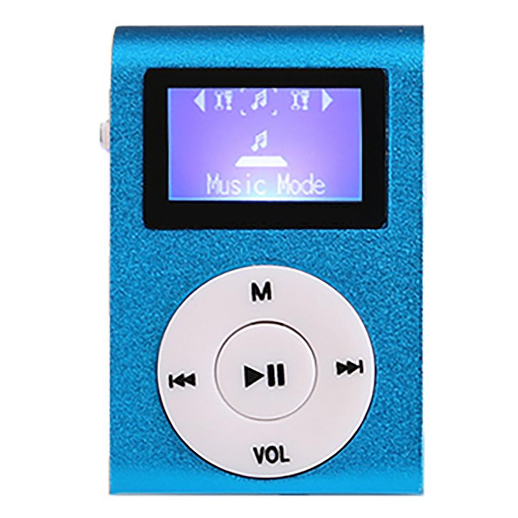 MP3-плеер 128 МБ с картой песен Портативный мини-музыкальный плеер в металлическом корпусе для студентов, спорта, бега Синий