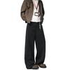 Dream Made Old Money Style Woolen Trousers for Men, Autumn and Winter Thickened Straight-Leg Wide-Leg Pants, Casual Pants for Boys