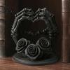 Unique Desk Ornaments 3D Printed Heart Shape Skeleton Hand Ornament, Gothic Rose Skull Statue Niche Style Art Gifts for Home Decor, Dark Romantic