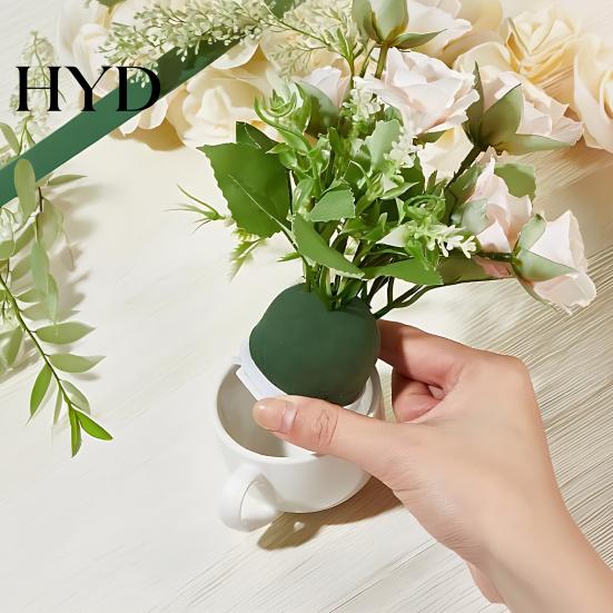 Soft Texture Flower Foam Mini Round Floral Holder Green Arrangement Blocks No Smell with Wire for Wine Bottle Decor Wedding Birthday Table Centerpiece