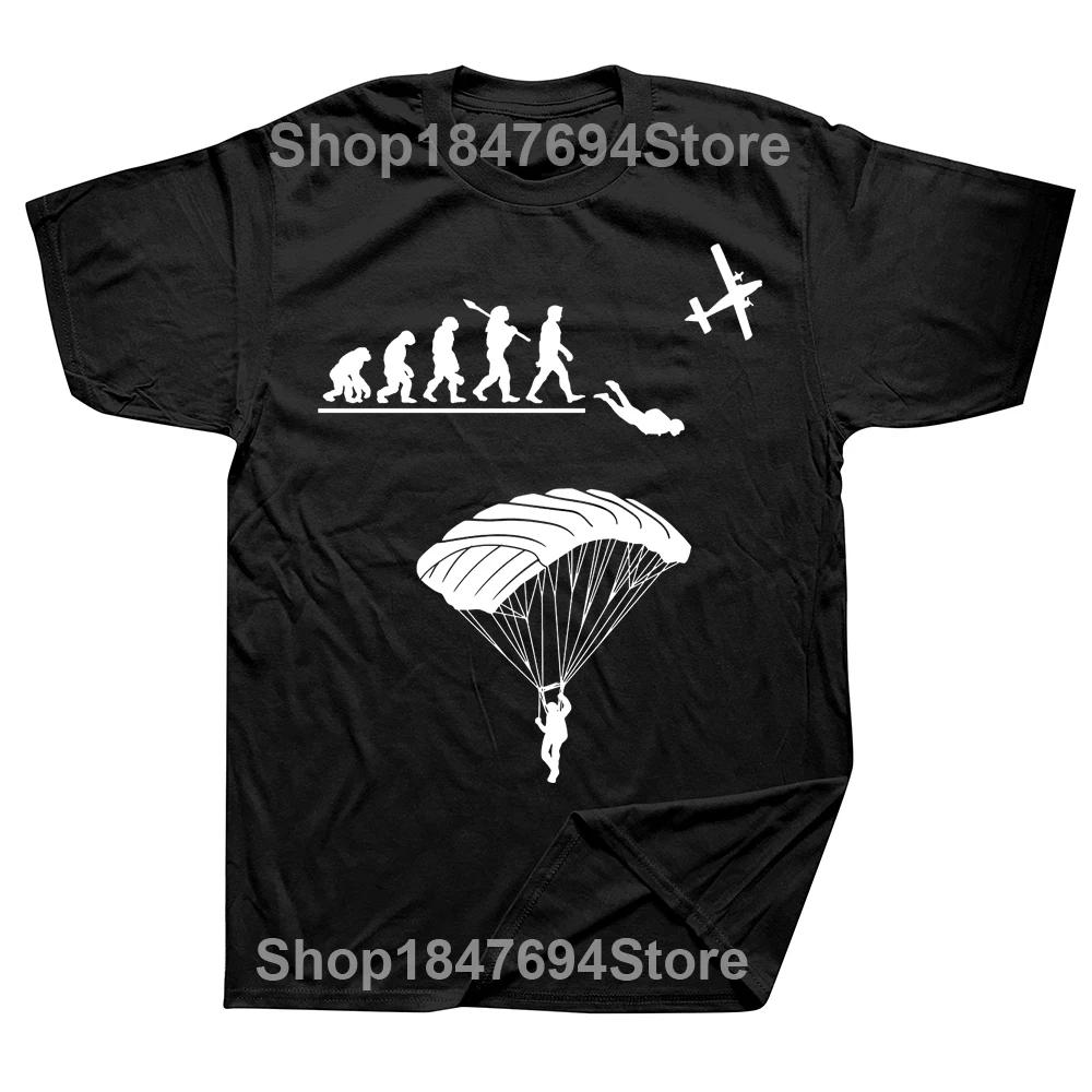 Парапланеризм Прыжки с парашютом Эволюция Skydive Парашютизм Любитель Парапланерист Футболки Streetwear Короткий рукав Подарки на день рождения Футболка,
