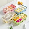 New Silicone Ice Cube Mould with DIY Lid 8 Grid Soft Bottom Ice Cube Mold Square Fruit Ice Cube Maker Tray Kitchen Bar Tools