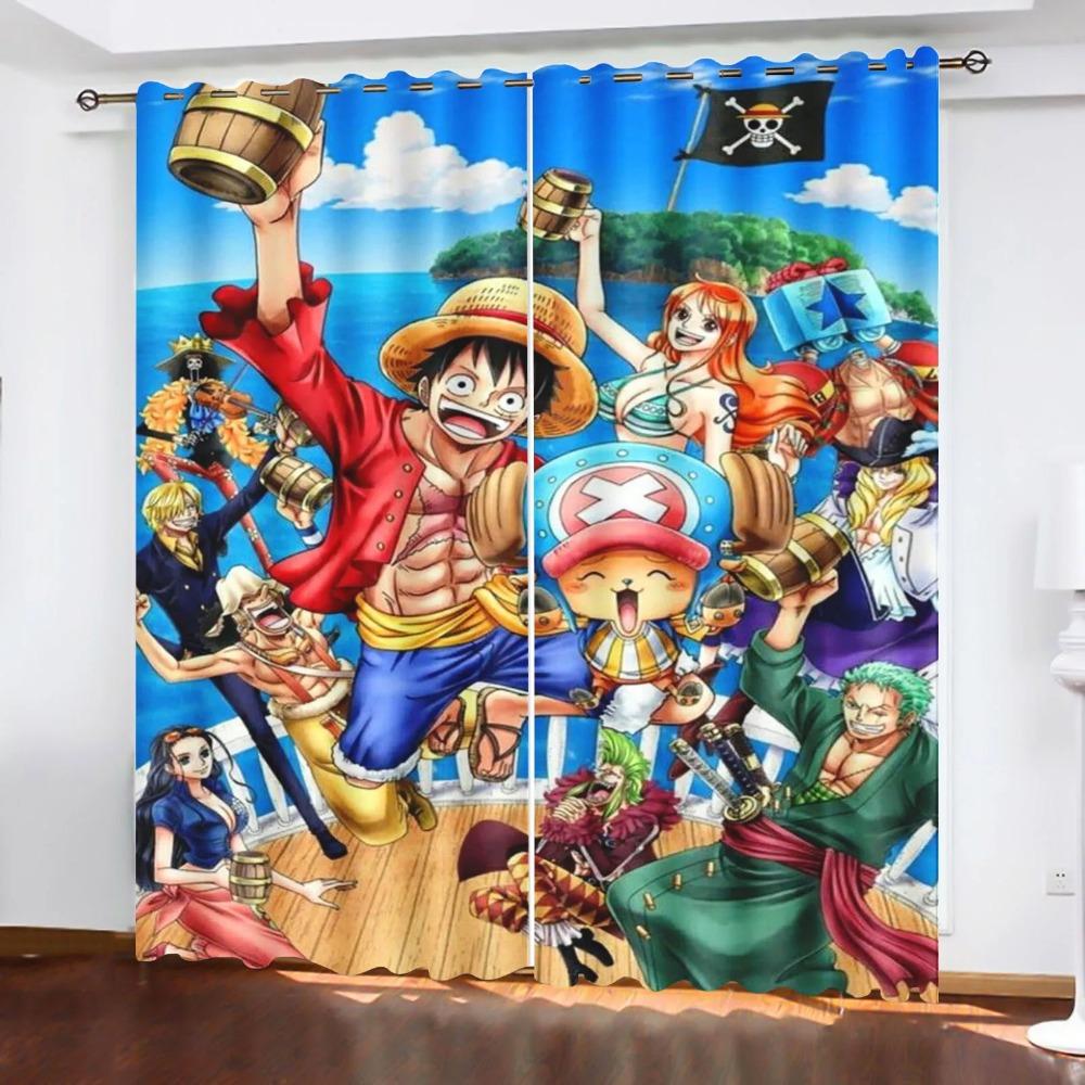 Резиденция Манки Д. Луффи Мультяшная Занавеска One Piece Милый Принт Светофильтрующие Оконные Шторы Гостиная Спальня Защита от Жара и Солнца